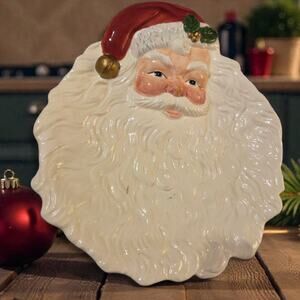 Fitz and Floyd Vintage Santa Claus Canape or Hanging Decorative Plate 1993 OCI